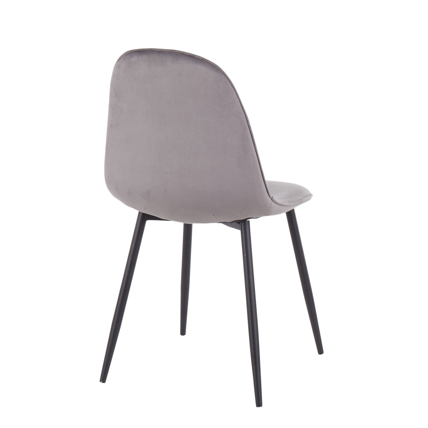 The Pebble - Contemporary Casual Comfort Chair (Set of 2) features a curved, light gray upholstered backrest and seat with four slim black metal legs, shown from the back against a white background.