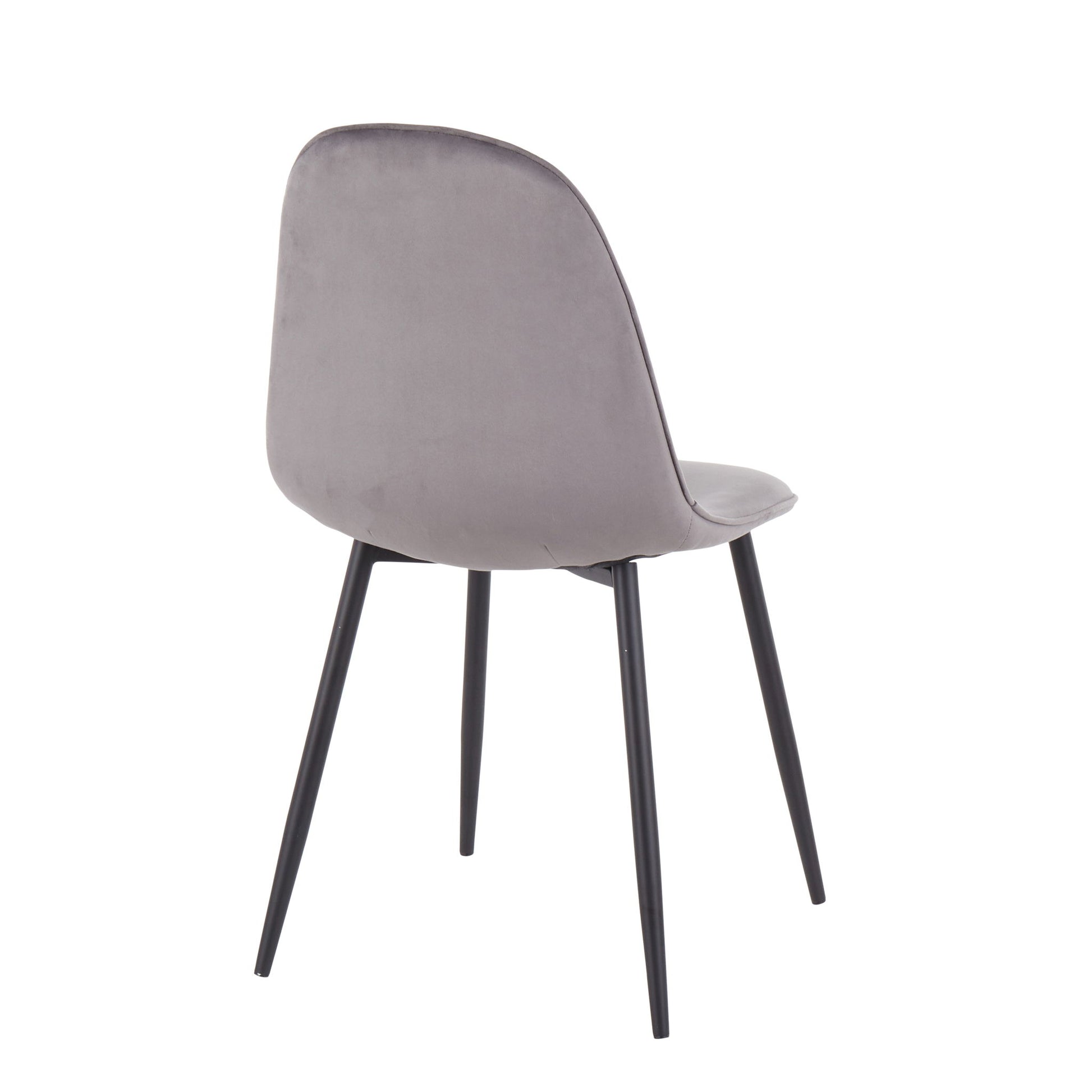 The Pebble - Contemporary Casual Comfort Chair (Set of 2) features a curved, light gray upholstered backrest and seat with four slim black metal legs, shown from the back against a white background.