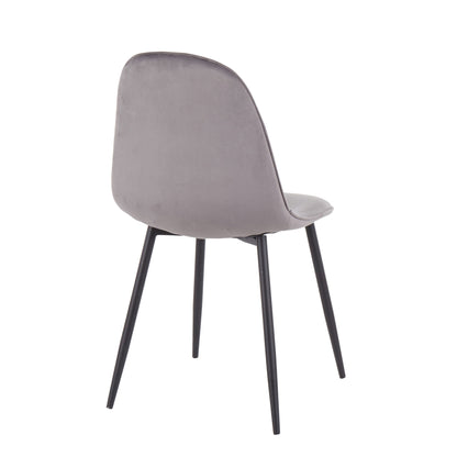 The Pebble - Contemporary Casual Comfort Chair (Set of 2) features a curved, light gray upholstered backrest and seat with four slim black metal legs, shown from the back against a white background.