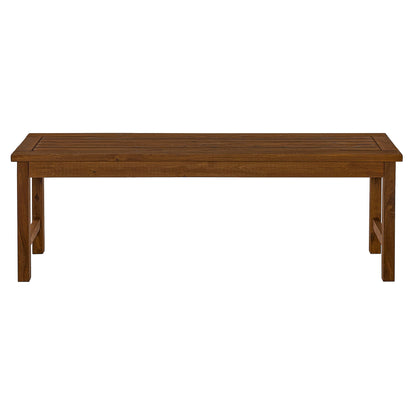 The Modern Slat Top Solid Wood Patio Bench features a simple rectangular design with a slatted seat, displayed against a white background.