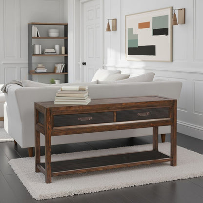 2 Drawer Sofa Table, 2 Tone - Brown