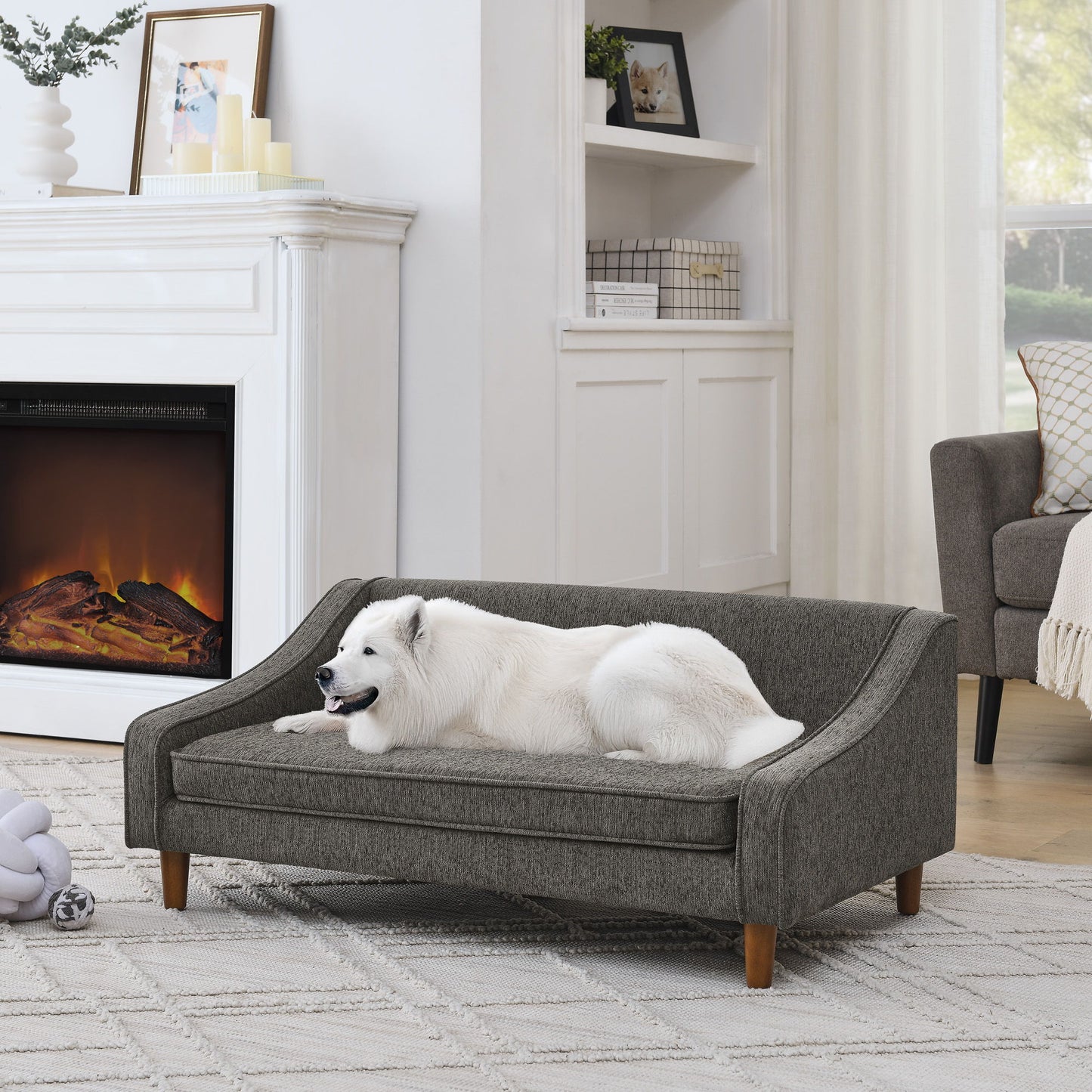 Modern Durable Elevated Dog Sofa Bed With Irregular Armrest Design