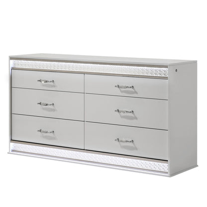 Glam - 6 Drawer Dresser With LED Lighting (Includes Dresser Only) - White