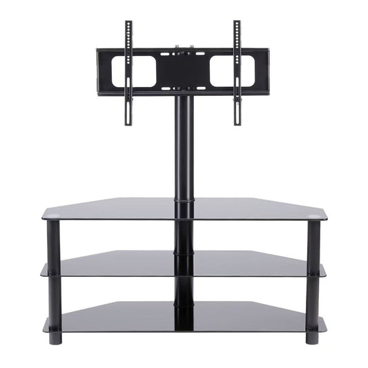 43.3" Multi-Function TV Stand Height Adjustable Bracket Swivel 3 Tier - Black
