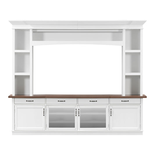 Extra Long TV Stand With 7 Color LED Lights, Adjustable Shelves & Storage Cabinets