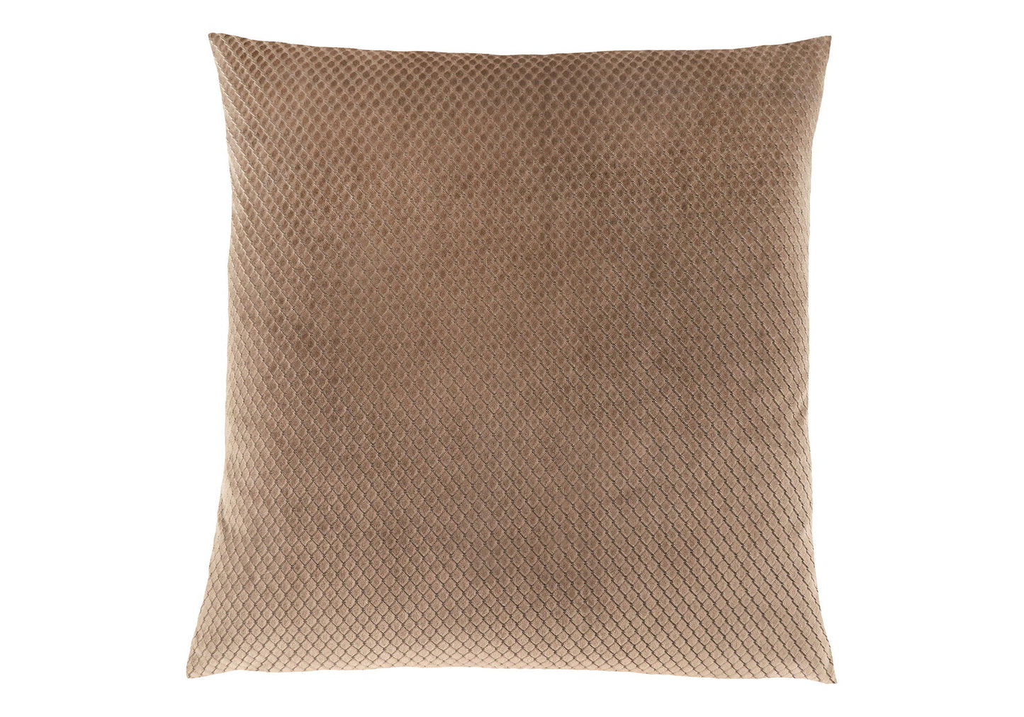 The Pillow Square is a brown, hypoallergenic decorative throw pillow with a diamond-textured surface and included insert, shown on a white background.