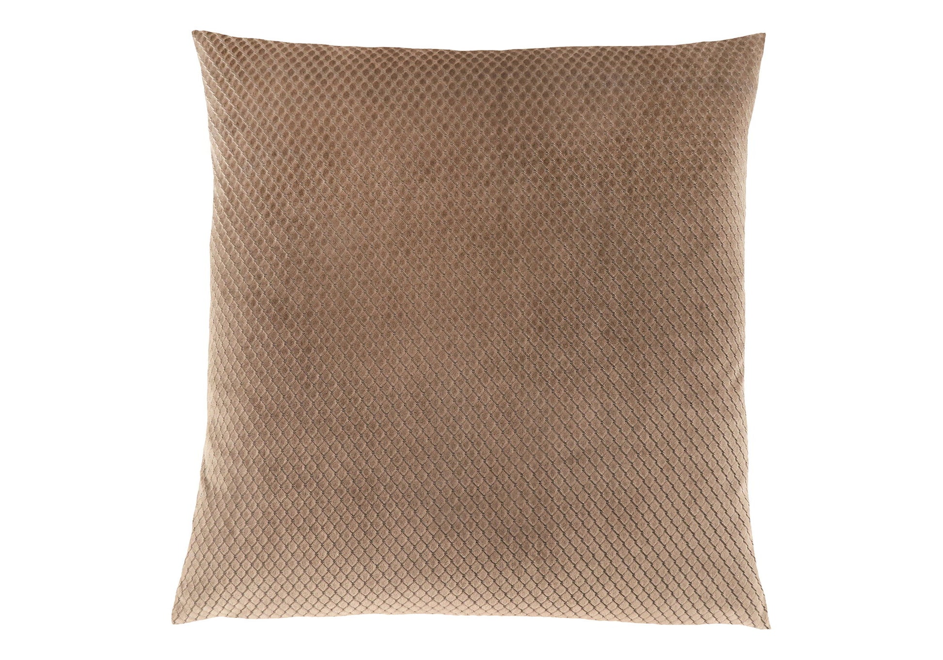 The Pillow Square is a brown, hypoallergenic decorative throw pillow with a diamond-textured surface and included insert, shown on a white background.