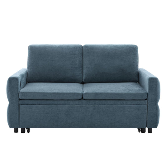 Convertible Sofa Bed Loveseat With Adjustable Backrest And USB Ports