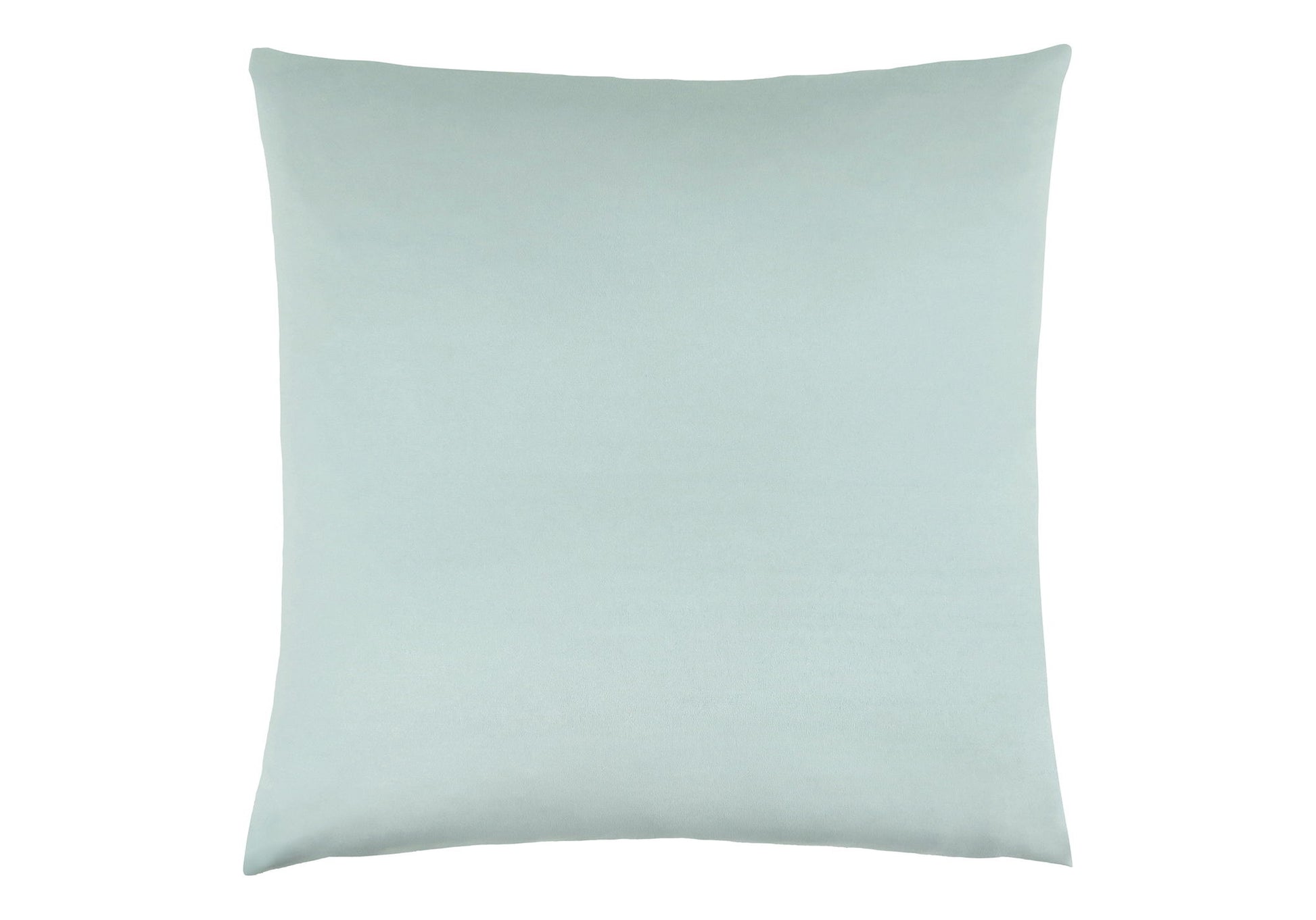 A modern square decorative throw pillow in light blue with smooth fabric and hypoallergenic insert, displayed against a white background.
