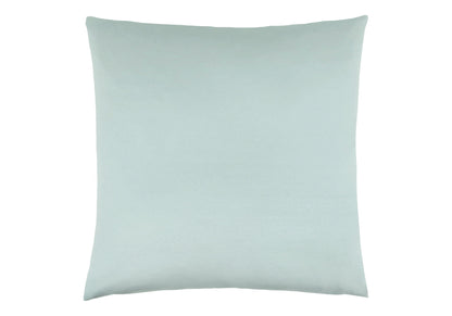 A modern square decorative throw pillow in light blue with smooth fabric and hypoallergenic insert, displayed against a white background.