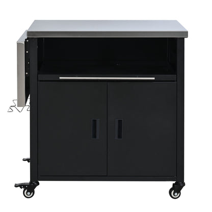Foldable Outdoor Prep Station BBQ Cart With Trash Rack