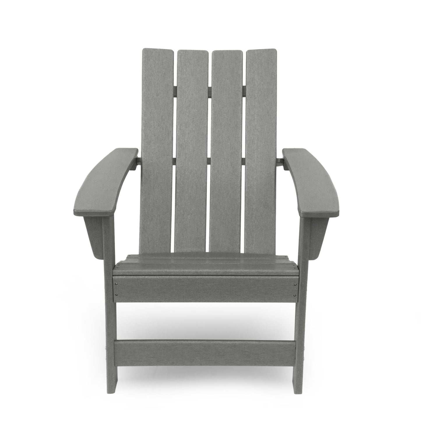 The Enigmara Outdoor High Density Resin Adirondack Chair features wide armrests and a slatted back, shown from the front against a plain white background.