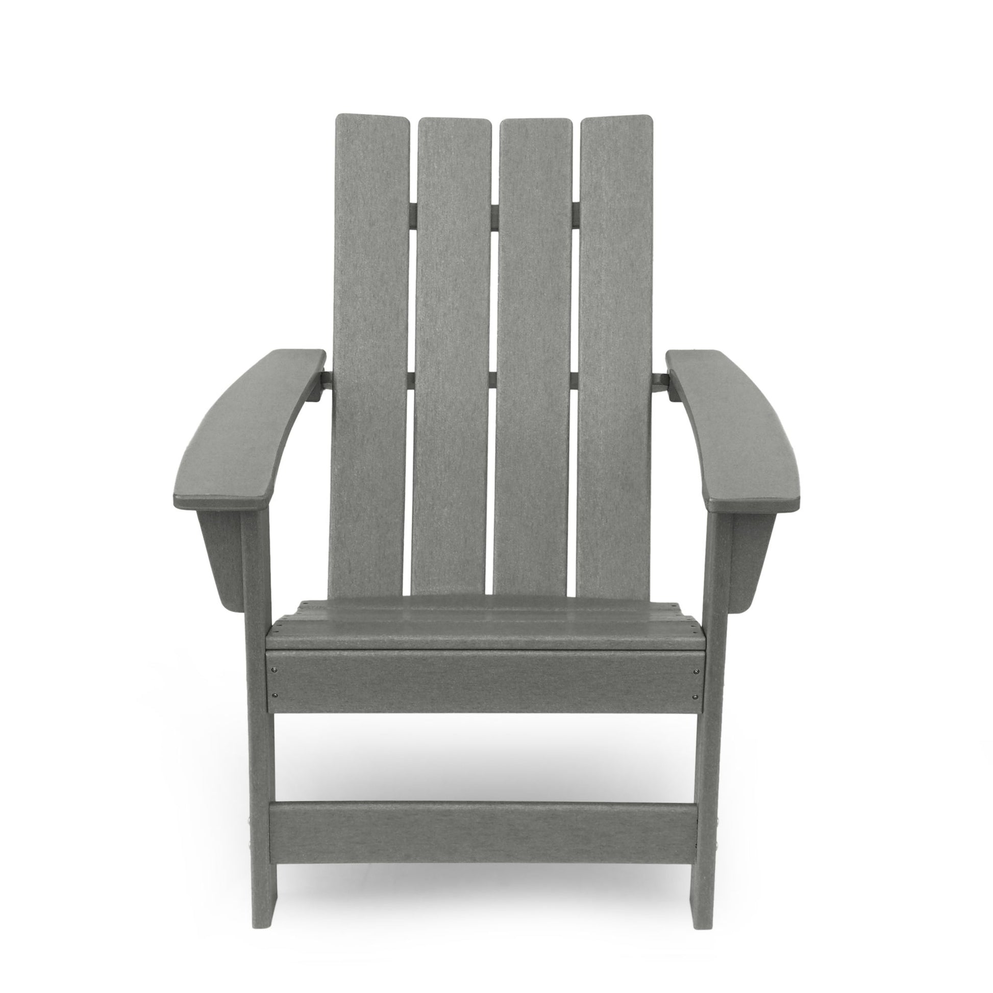 The Enigmara Outdoor High Density Resin Adirondack Chair features wide armrests and a slatted back, shown from the front against a plain white background.