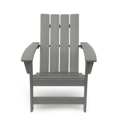 The Enigmara Outdoor High Density Resin Adirondack Chair features wide armrests and a slatted back, shown from the front against a plain white background.