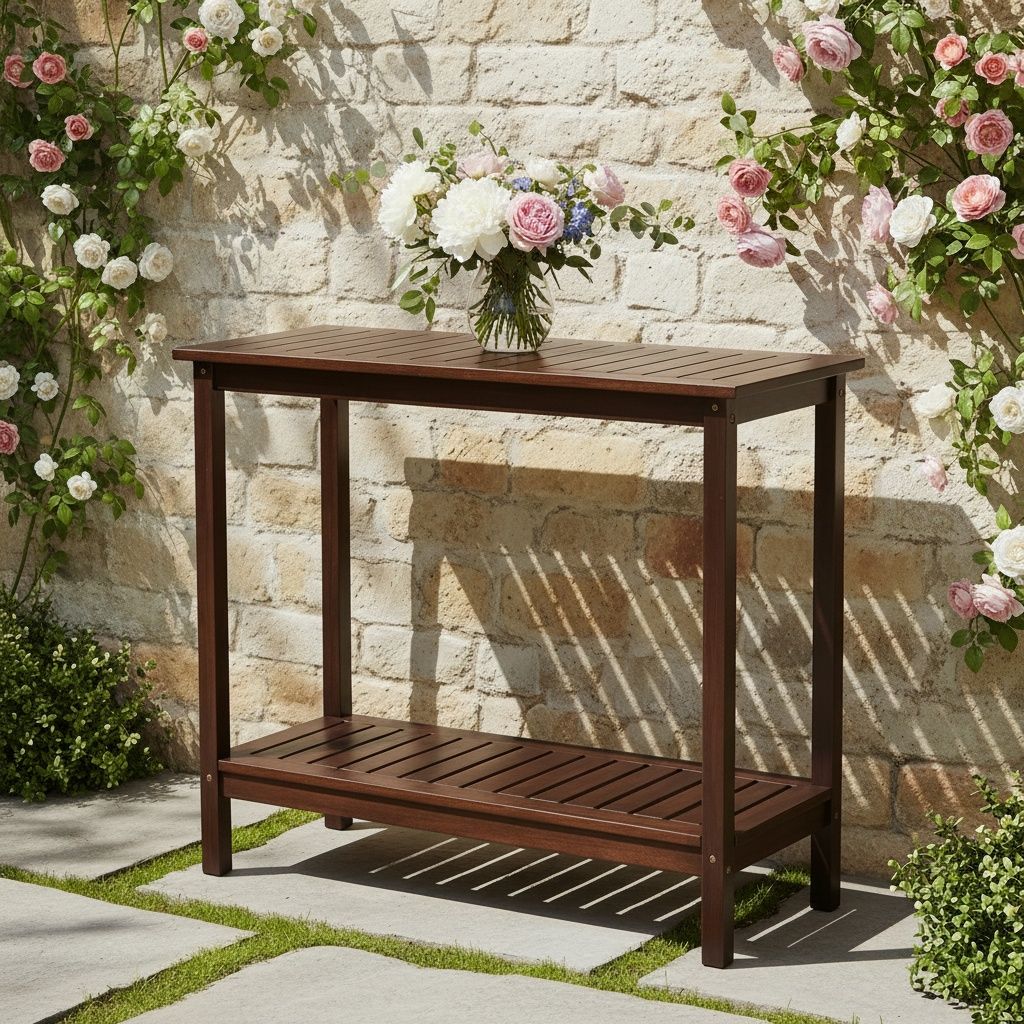 Workstation For Garden Balcony Garage, Acacia Console Potting Table