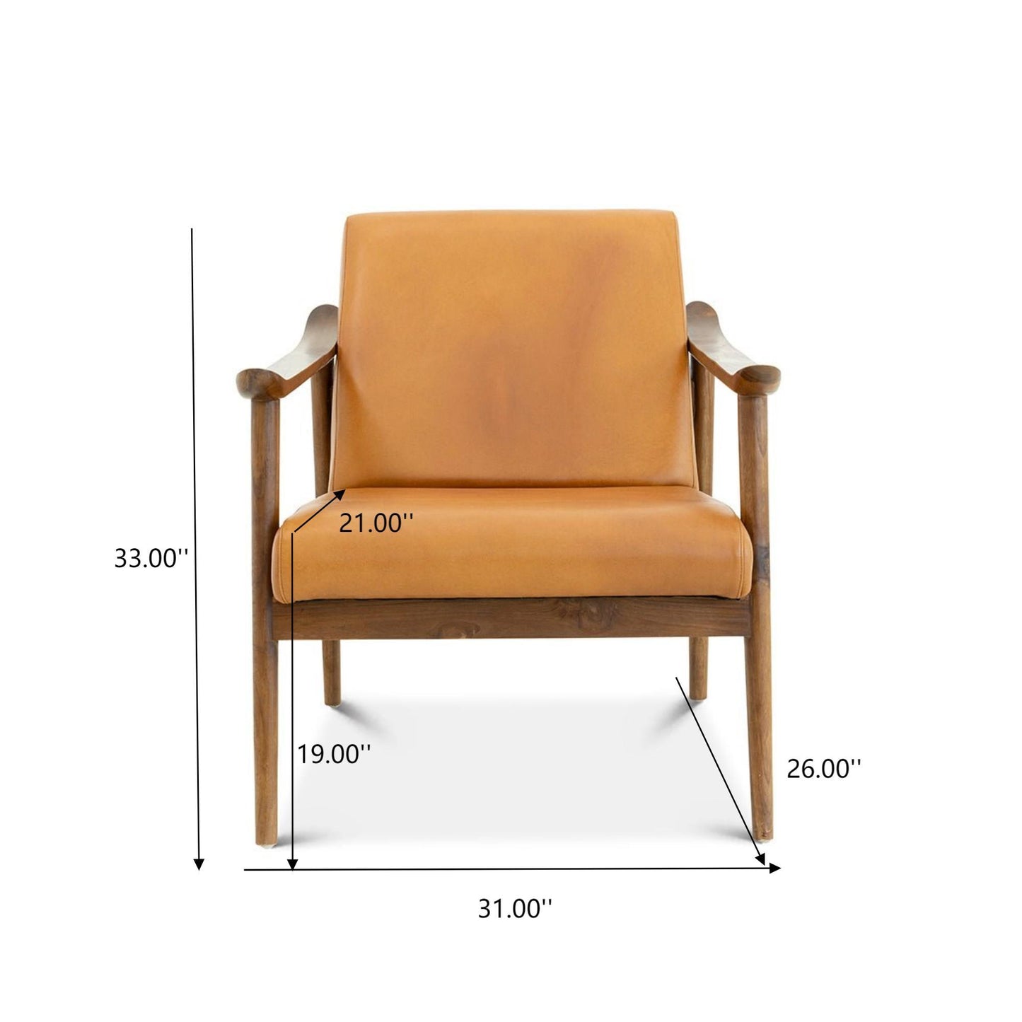Couch.com Brandon Antique Leather Lounge Chair Brown / Tan, Durable Design, Modern Style, Leather Construction, Light Brown Finish