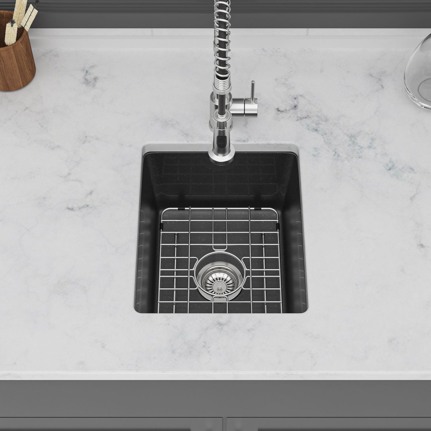 Quartz Composite Undermount Single Bowl Kitchen Sink