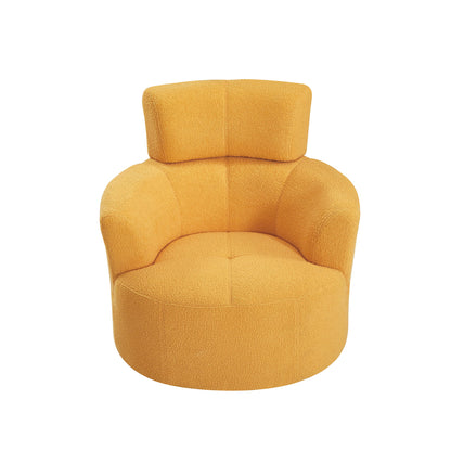 360° Swivel Chair Upholstered Accent Barrel Chair With Adjustable Headrest