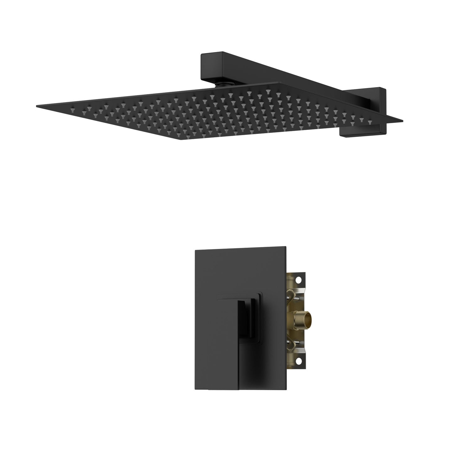Shower Faucet Set With Rainfall Shower Head And Shower Valve, Stainless Steel And Brass