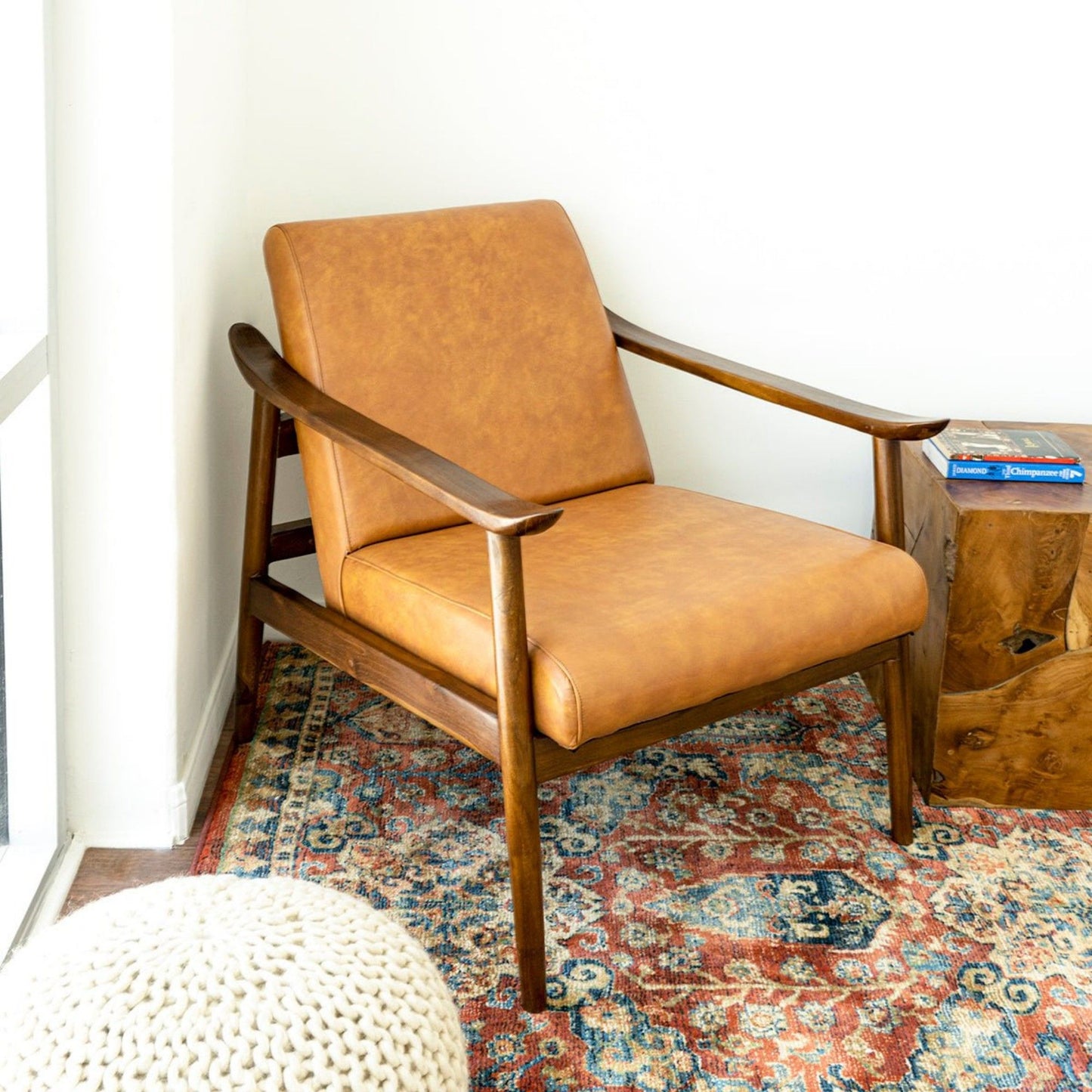 Couch.com Brandon Antique Leather Lounge Chair Brown / Tan, Durable Design, Modern Style, Leather Construction, Light Brown Finish