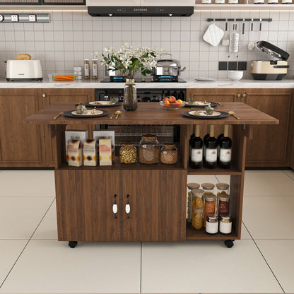 Multi Functional Folding Table With Storage Shelves And Wheels