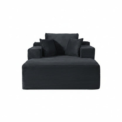 Convertible Chaise Lounge Chair With Wide Armrest & Throw Pillows