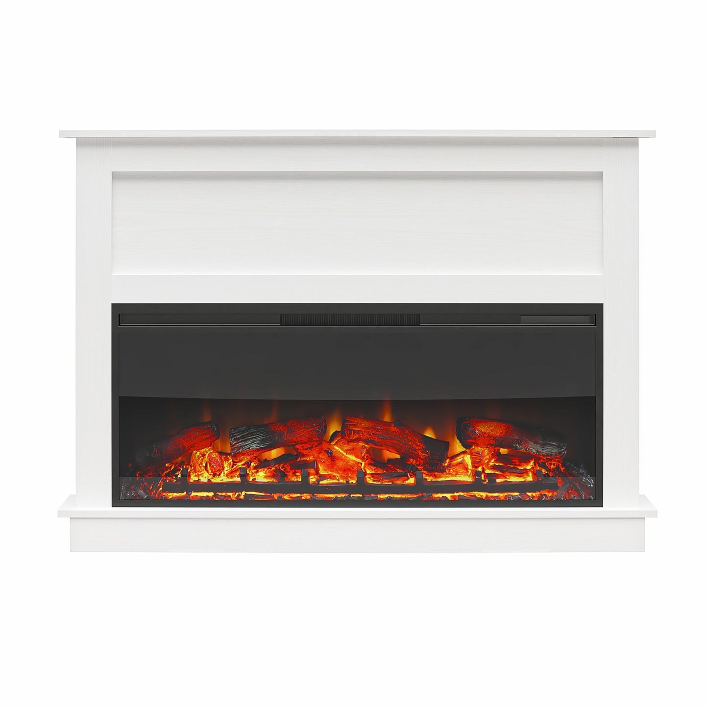 Ellsworth - Wide Electric Fireplace Insert With Mantel And Remote Control - White