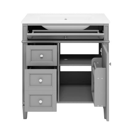 Bathroom Vanity With Top Sink, Storage Cabinet With 2 Drawers, Tip Out Drawer