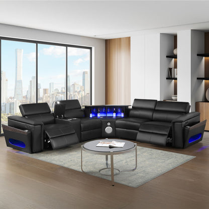 Nova - Sectional With Bluetooth Speaker, LED And Lifting Wine Cabinet