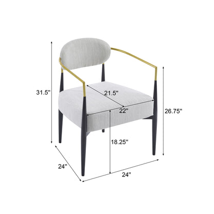 Mid Century Modern Upholstered Accent Armchair With Tapered Legs - Beige / Black / Gold