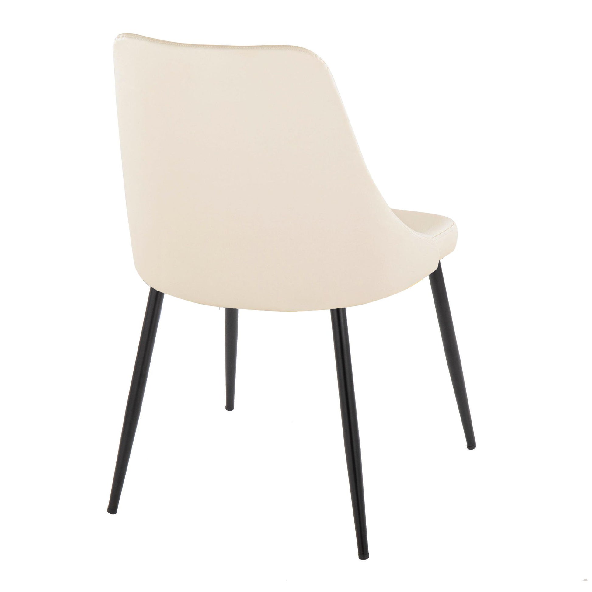 The Giovanni - Contemporary Elegant Design Dining Chair (Set of 2) features a smooth cream upholstered backrest and seat, with four slim black metal legs, shown from behind against a white background.