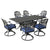 Blue / 7 Pc. Table, 6 Swivel Chairs