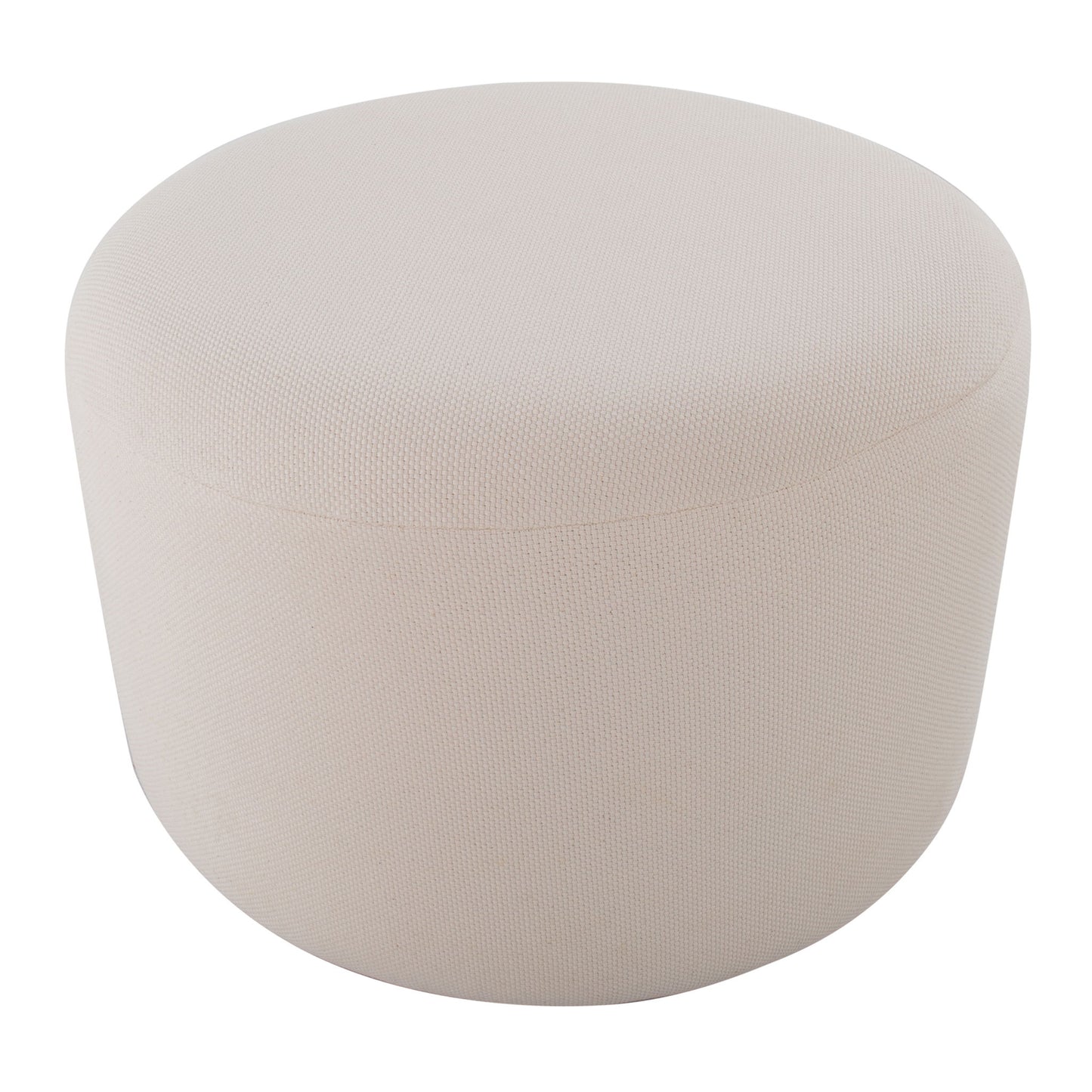 The Large Round Pouf - Knitted Beige features a light beige knitted design and soft texture, showcased against a white background.