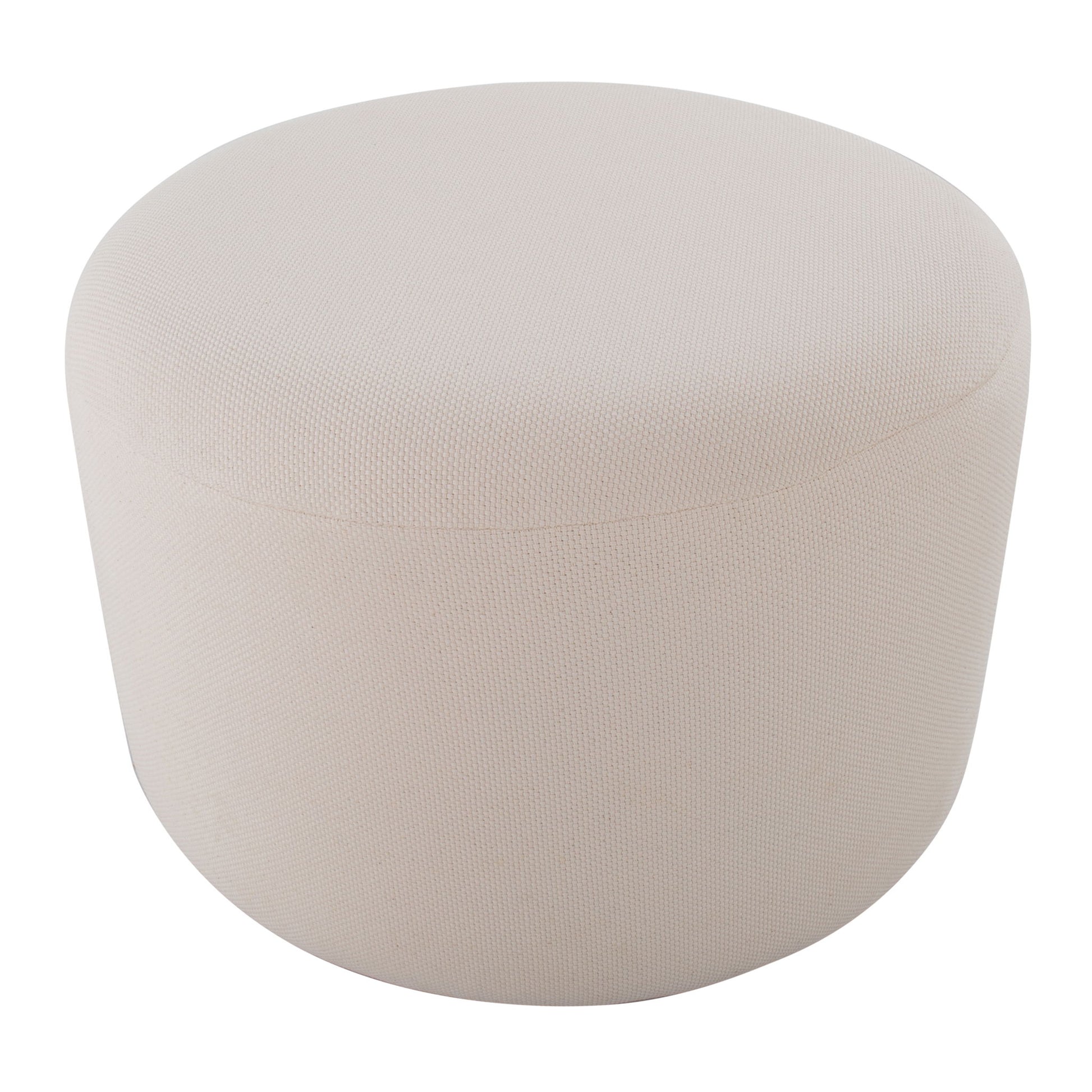The Large Round Pouf - Knitted Beige features a light beige knitted design and soft texture, showcased against a white background.