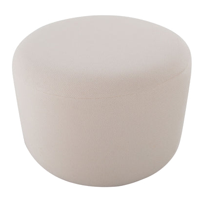 The Large Round Pouf - Knitted Beige features a light beige knitted design and soft texture, showcased against a white background.
