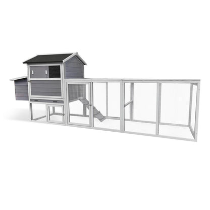 Chicken Coop With Run And Nesting Box, Large Outdoor Hen House For Backyard