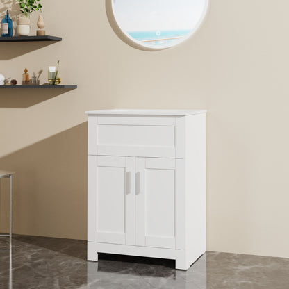 A white Sink Bathroom Vanity Laundry Cabinet Combo in a room.