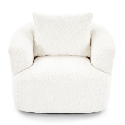 360° Swivel Barrel Sofa Chair With Throw Pillow, Chenille Upholstered Accent Chair