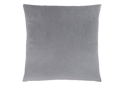 A modern square gray decorative throw pillow with a subtle diamond-patterned texture, hypoallergenic insert included, shown against a white background.