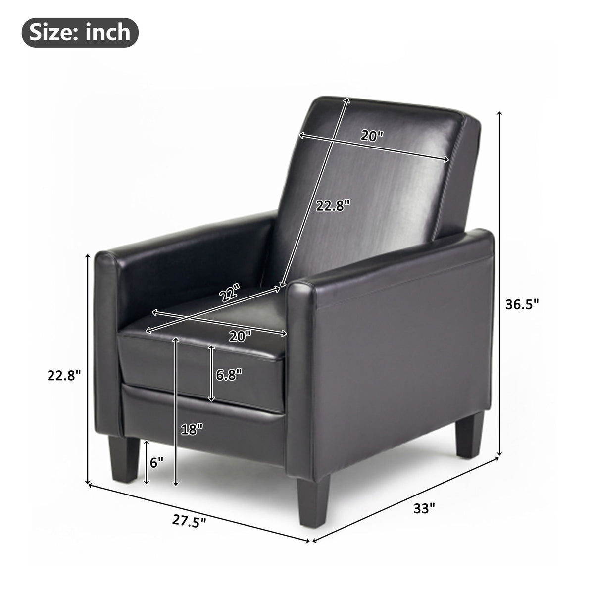 Upholstered Push Back Recliner Chair For Living Room