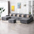 Dark Gray / 6 Piece Double Chaise Sofa Sectional With Ottoman