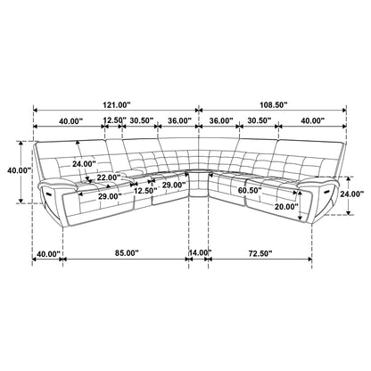 Hayden - Dual Power Reclining Sectional Sofa - Black