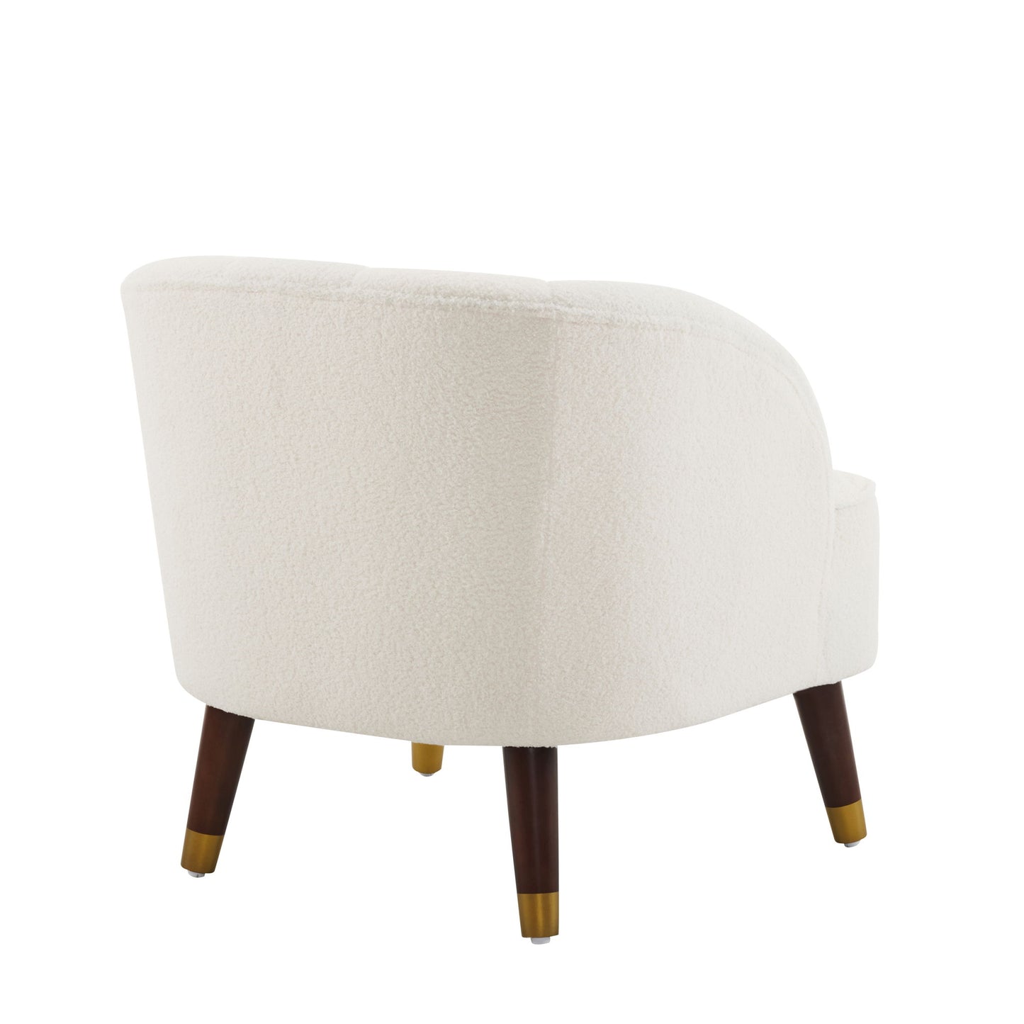 Elegant Upholstered Barrel Accent Chair With Wooden Legs