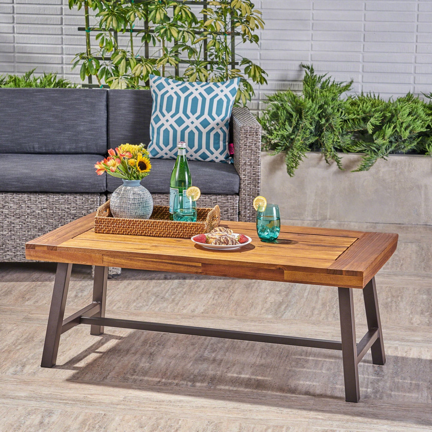 Carlisle - Industrial Coffee Table With And Slat Panel Design - Natural