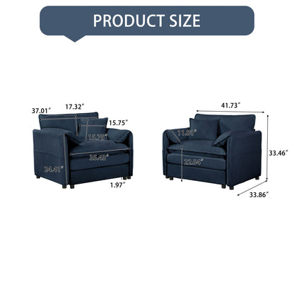 Modern Chenille Oversized Accent Chair, Comfy Single Sofa With Large Seat (Set of 2)