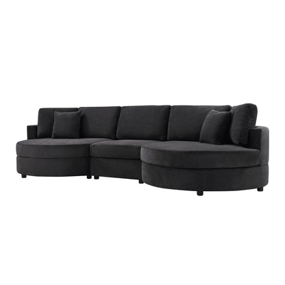 Modern 3 Seater Upholstered Sofa With Curved Design