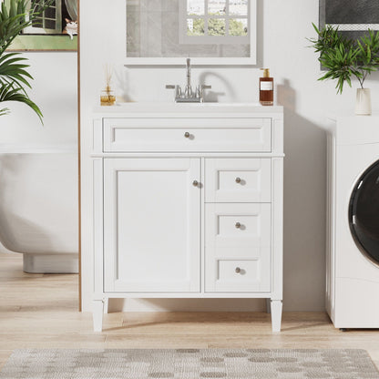 Bathroom Vanity With Top Sink, 2 Drawers & Tip Out Drawer