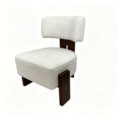 Geometric Armless Accent Chair - Beige / Brown