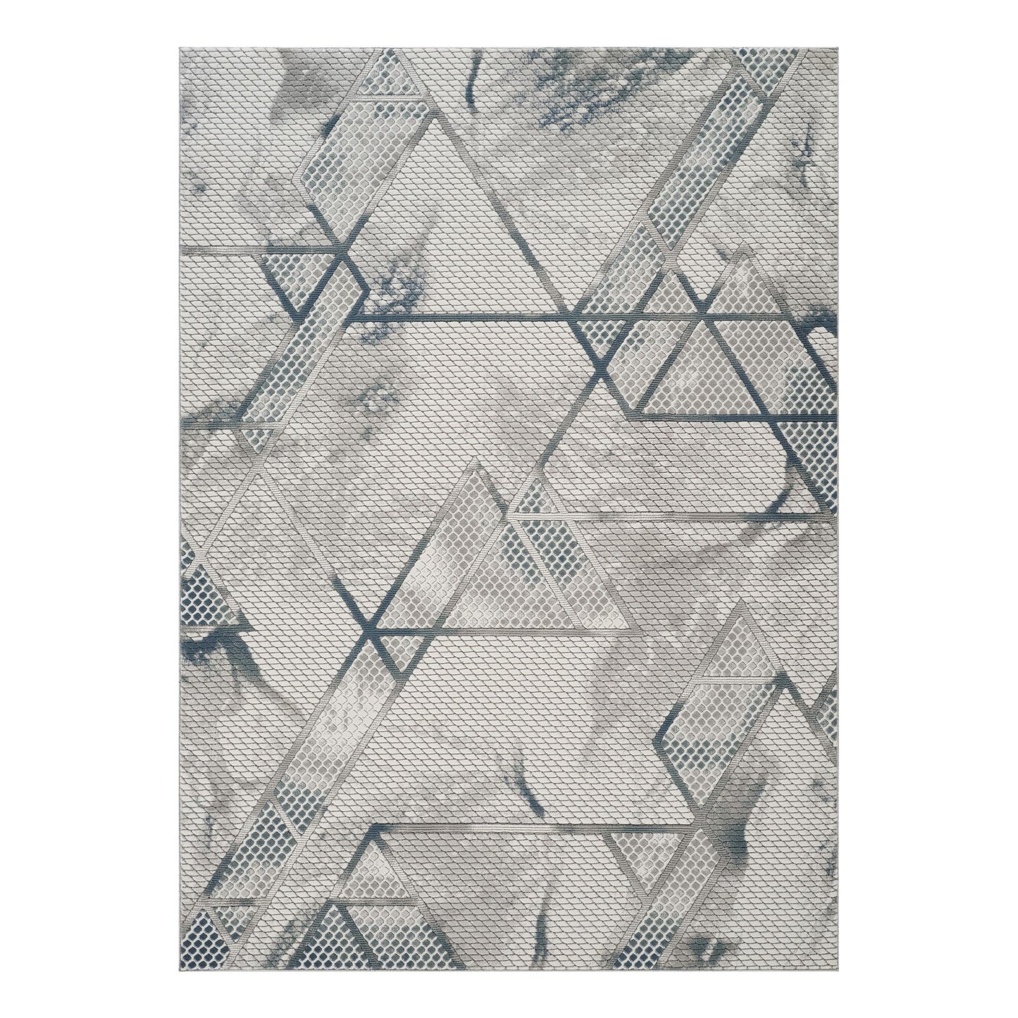 Geometrix - 5'3" X 7'3" Area Rug & Geometric, 3D Effect - Ivory / Gray