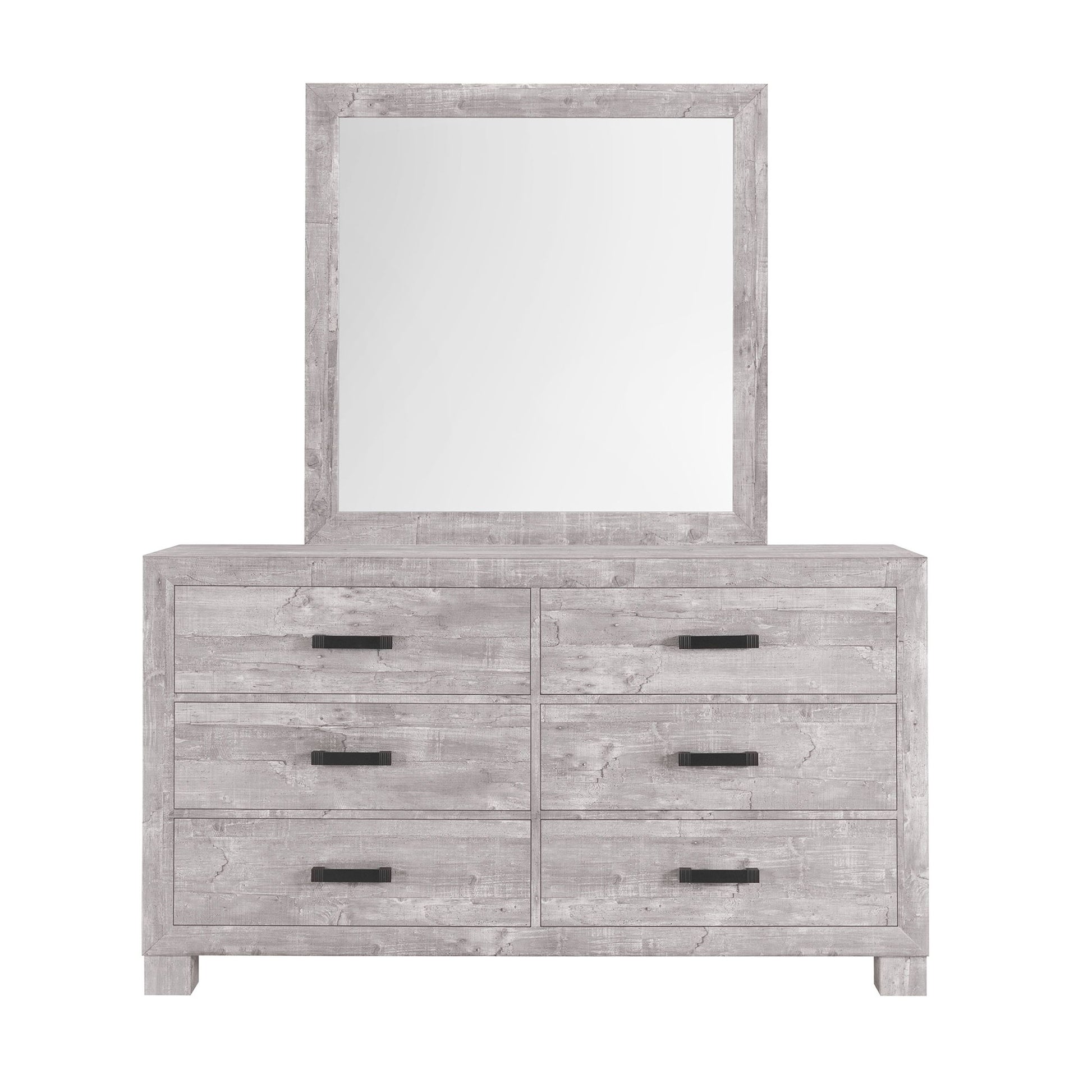 The Couch.com Rover Mirror features wood construction with a gray finish and comes in a large rectangular shape, perfectly framed to match your decor.